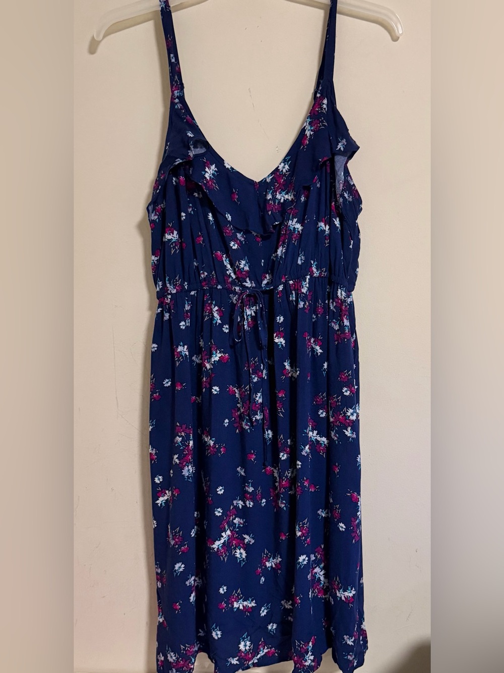 Torrid Challis Ruffle Tank Dress Size 3X Sleeveless Floral Blue Multi